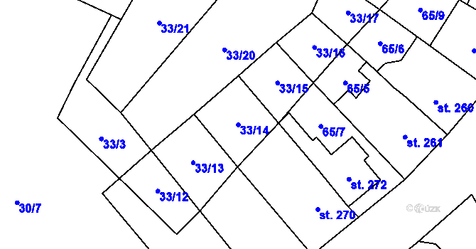 Parcela st. 33/14 v KÚ Předmostí, Katastrální mapa