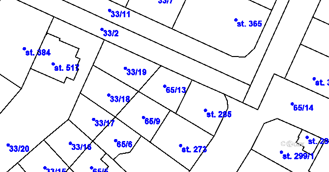 Parcela st. 65/13 v KÚ Předmostí, Katastrální mapa