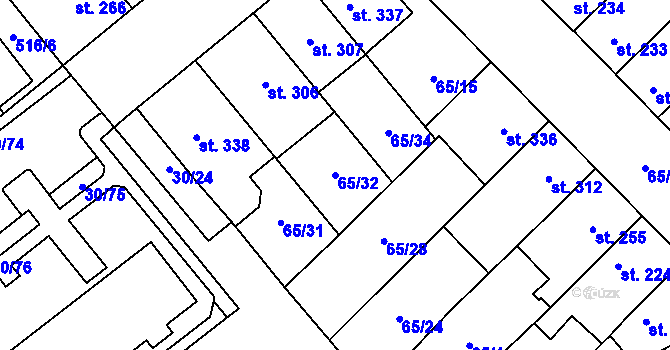 Parcela st. 65/32 v KÚ Předmostí, Katastrální mapa