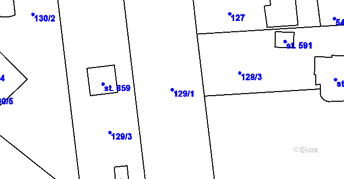 Parcela st. 129/1 v KÚ Předmostí, Katastrální mapa