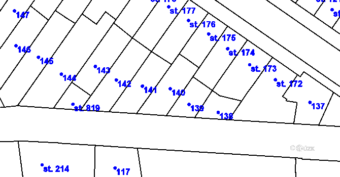 Parcela st. 140 v KÚ Předmostí, Katastrální mapa