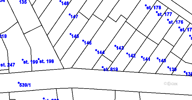 Parcela st. 144 v KÚ Předmostí, Katastrální mapa