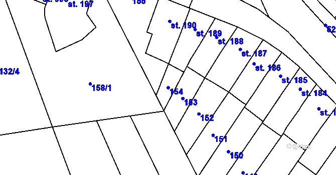 Parcela st. 154 v KÚ Předmostí, Katastrální mapa