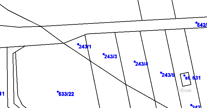Parcela st. 243/3 v KÚ Předmostí, Katastrální mapa