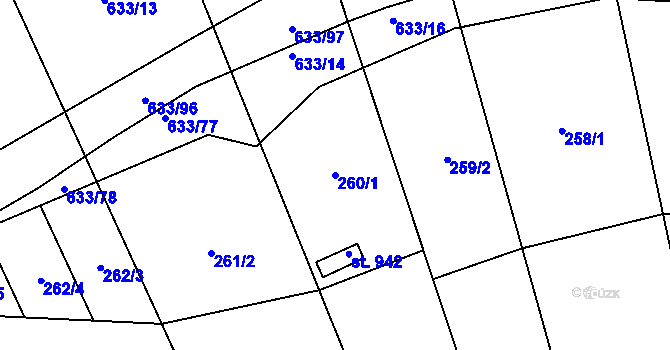 Parcela st. 260/1 v KÚ Předmostí, Katastrální mapa