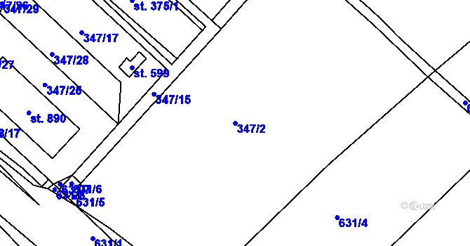Parcela st. 347/2 v KÚ Předmostí, Katastrální mapa