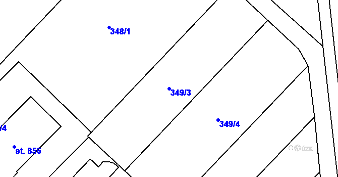 Parcela st. 349/3 v KÚ Předmostí, Katastrální mapa