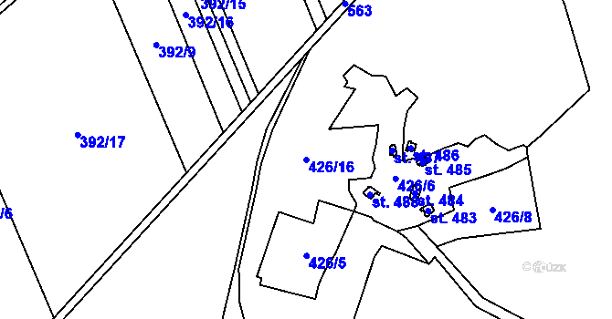 Parcela st. 426/16 v KÚ Předmostí, Katastrální mapa
