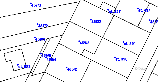 Parcela st. 459/2 v KÚ Předmostí, Katastrální mapa