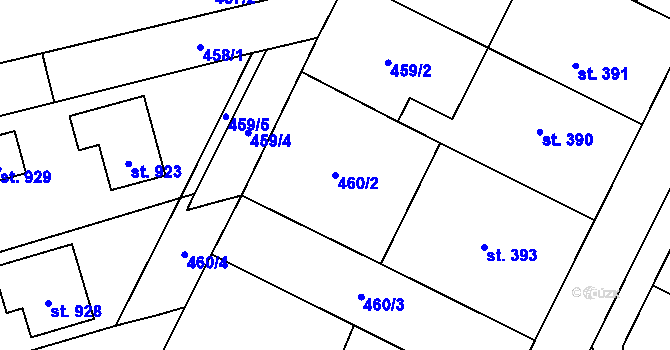 Parcela st. 460/2 v KÚ Předmostí, Katastrální mapa