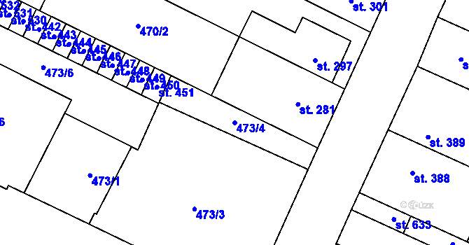Parcela st. 473/4 v KÚ Předmostí, Katastrální mapa