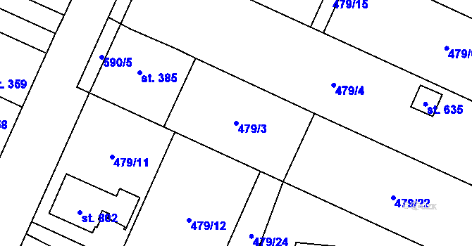 Parcela st. 479/3 v KÚ Předmostí, Katastrální mapa