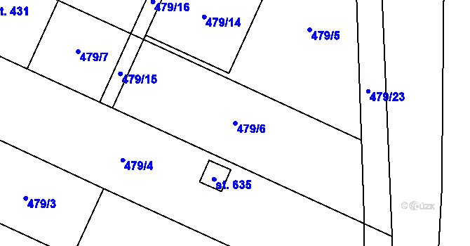 Parcela st. 479/6 v KÚ Předmostí, Katastrální mapa