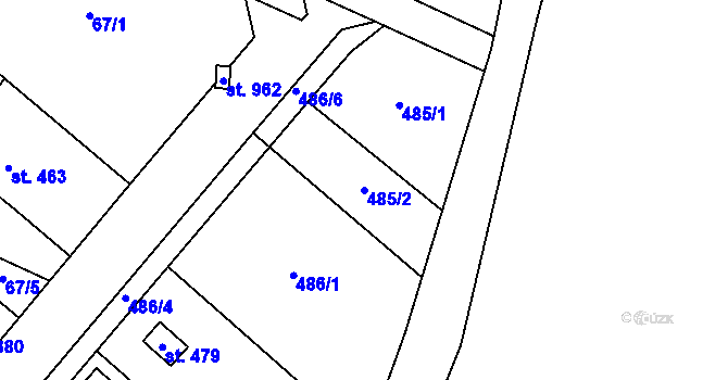 Parcela st. 485/2 v KÚ Předmostí, Katastrální mapa