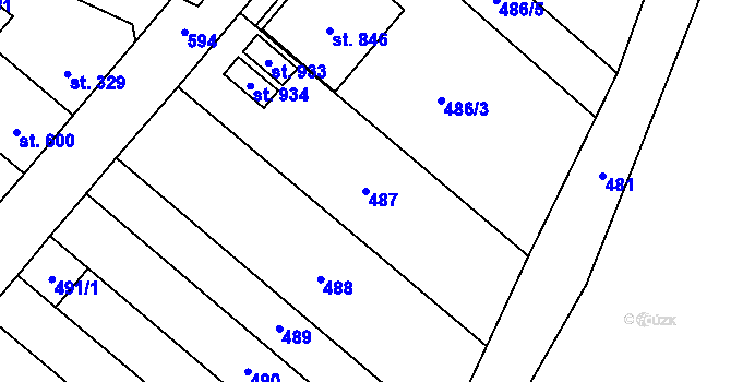 Parcela st. 487 v KÚ Předmostí, Katastrální mapa