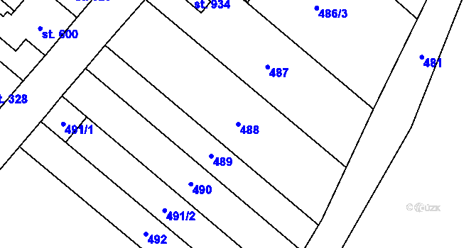 Parcela st. 488 v KÚ Předmostí, Katastrální mapa
