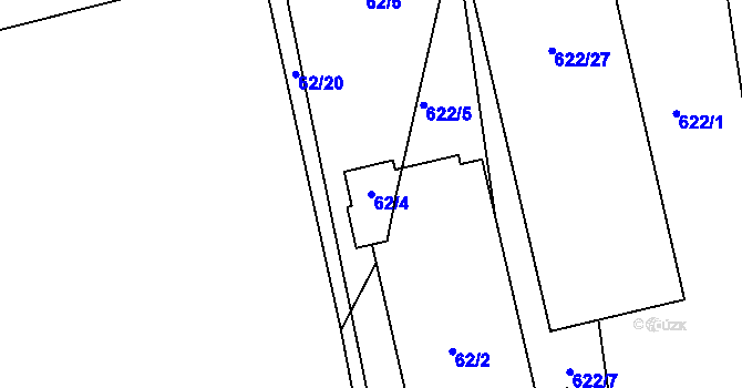Parcela st. 62/4 v KÚ Kozlovice u Přerova, Katastrální mapa