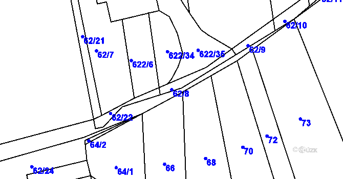 Parcela st. 62/8 v KÚ Kozlovice u Přerova, Katastrální mapa