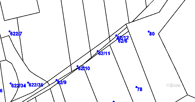 Parcela st. 62/11 v KÚ Kozlovice u Přerova, Katastrální mapa