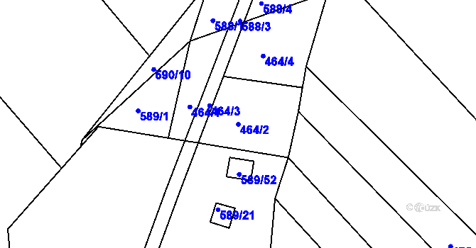 Parcela st. 464/2 v KÚ Kozlovice u Přerova, Katastrální mapa