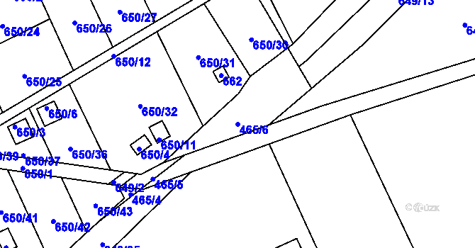 Parcela st. 465/6 v KÚ Kozlovice u Přerova, Katastrální mapa