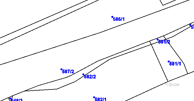 Parcela st. 587/2 v KÚ Kozlovice u Přerova, Katastrální mapa