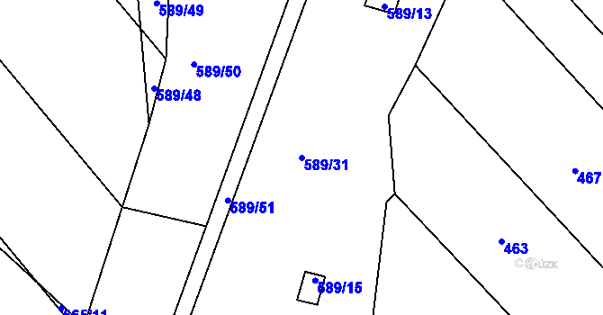 Parcela st. 589/31 v KÚ Kozlovice u Přerova, Katastrální mapa