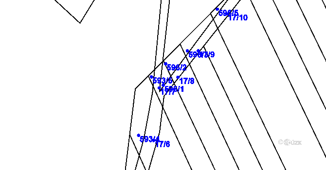 Parcela st. 596/1 v KÚ Kozlovice u Přerova, Katastrální mapa