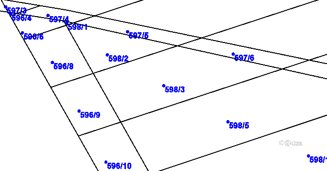 Parcela st. 598/3 v KÚ Kozlovice u Přerova, Katastrální mapa