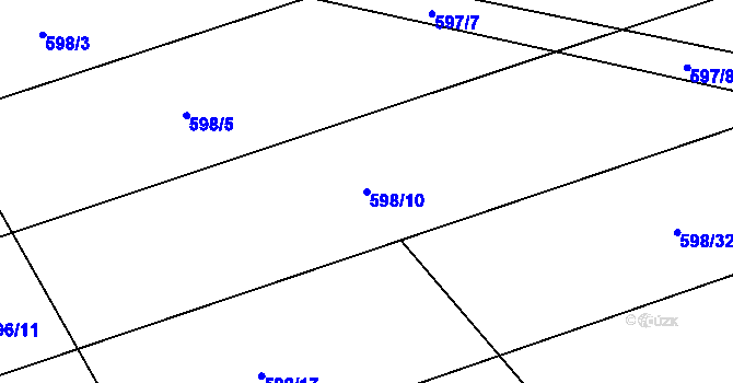 Parcela st. 598/10 v KÚ Kozlovice u Přerova, Katastrální mapa