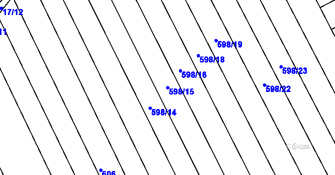 Parcela st. 598/15 v KÚ Kozlovice u Přerova, Katastrální mapa