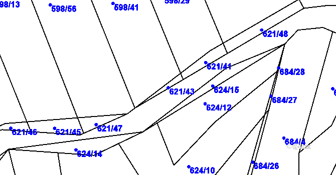 Parcela st. 621/43 v KÚ Kozlovice u Přerova, Katastrální mapa