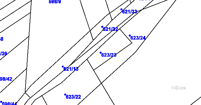 Parcela st. 623/23 v KÚ Kozlovice u Přerova, Katastrální mapa