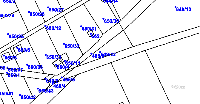 Parcela st. 649/12 v KÚ Kozlovice u Přerova, Katastrální mapa