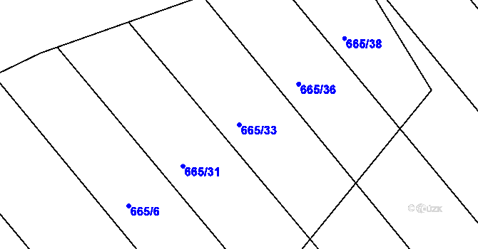 Parcela st. 665/33 v KÚ Kozlovice u Přerova, Katastrální mapa