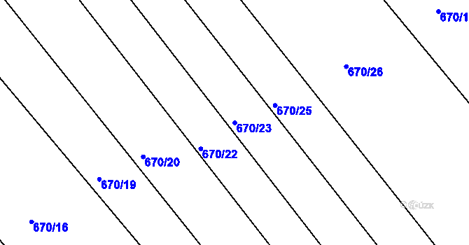 Parcela st. 670/23 v KÚ Kozlovice u Přerova, Katastrální mapa