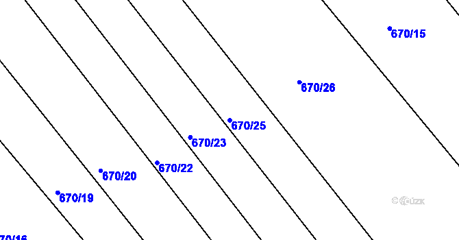 Parcela st. 670/25 v KÚ Kozlovice u Přerova, Katastrální mapa