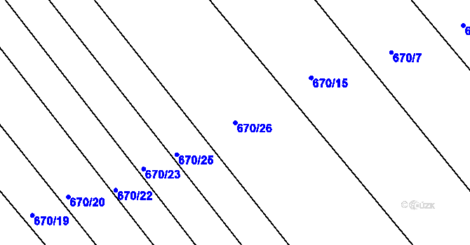 Parcela st. 670/26 v KÚ Kozlovice u Přerova, Katastrální mapa