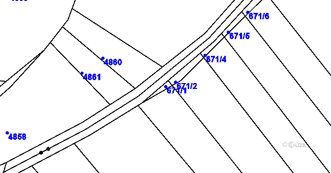 Parcela st. 671/1 v KÚ Kozlovice u Přerova, Katastrální mapa