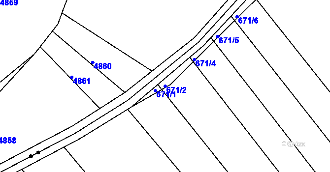 Parcela st. 671/2 v KÚ Kozlovice u Přerova, Katastrální mapa