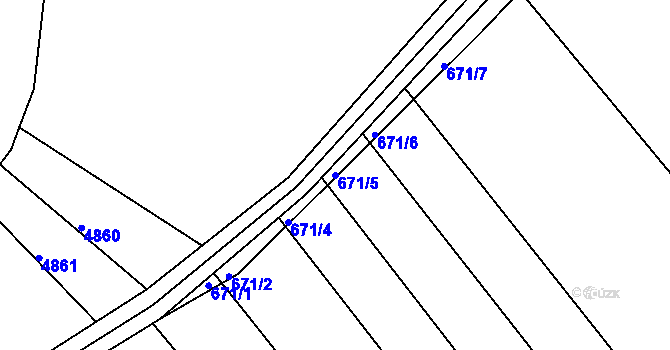 Parcela st. 671/5 v KÚ Kozlovice u Přerova, Katastrální mapa