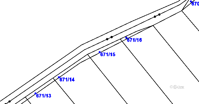 Parcela st. 671/15 v KÚ Kozlovice u Přerova, Katastrální mapa