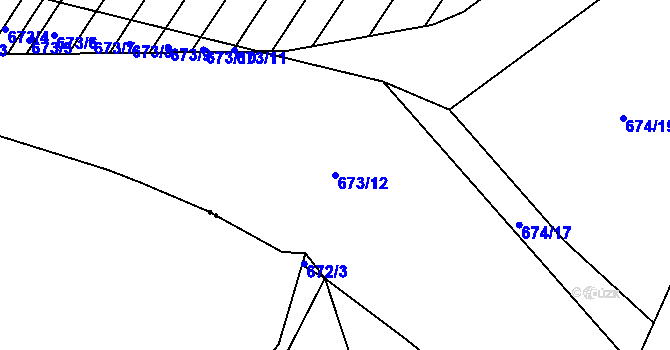 Parcela st. 673/12 v KÚ Kozlovice u Přerova, Katastrální mapa