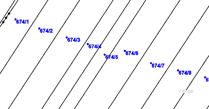 Parcela st. 674/5 v KÚ Kozlovice u Přerova, Katastrální mapa