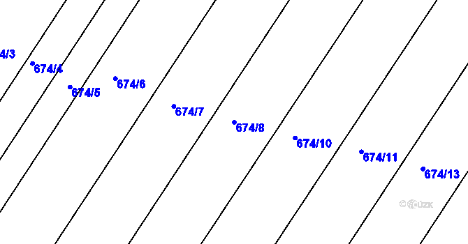Parcela st. 674/8 v KÚ Kozlovice u Přerova, Katastrální mapa