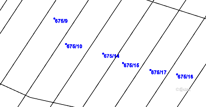 Parcela st. 675/14 v KÚ Kozlovice u Přerova, Katastrální mapa