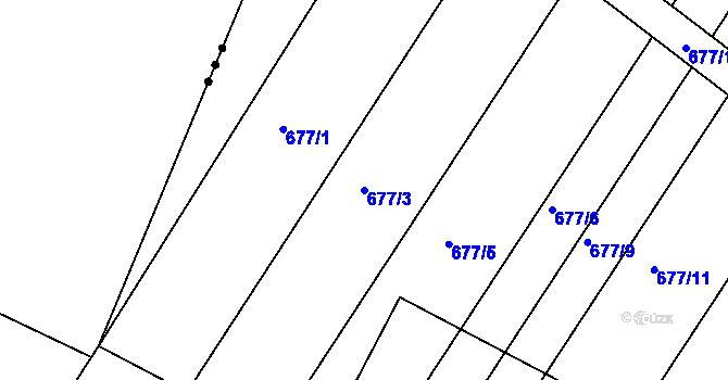 Parcela st. 677/3 v KÚ Kozlovice u Přerova, Katastrální mapa