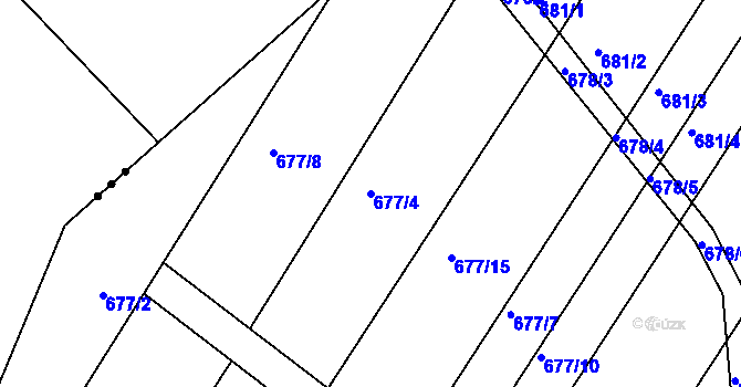 Parcela st. 677/4 v KÚ Kozlovice u Přerova, Katastrální mapa