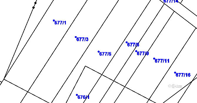Parcela st. 677/5 v KÚ Kozlovice u Přerova, Katastrální mapa