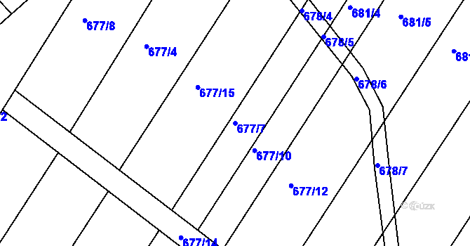 Parcela st. 677/7 v KÚ Kozlovice u Přerova, Katastrální mapa